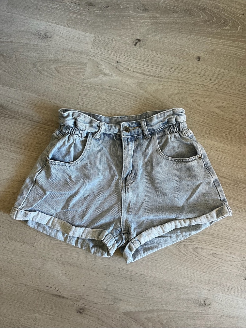 High-Waist Light Washed Denim Shorts